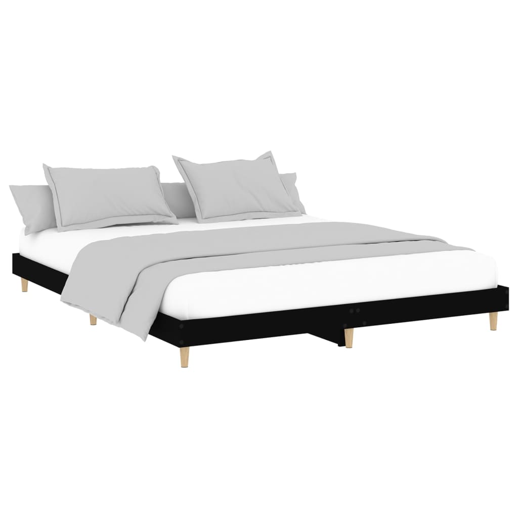 Bed Frame without Mattress Black 150x200 cm Engineered Wood