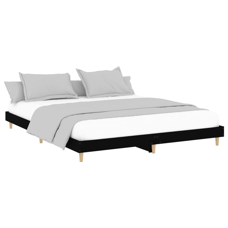 Bed Frame without Mattress Black 150x200 cm Engineered Wood