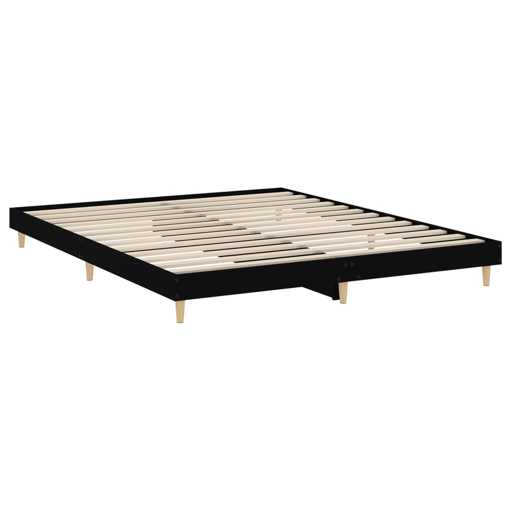Bed Frame without Mattress Black 150x200 cm Engineered Wood
