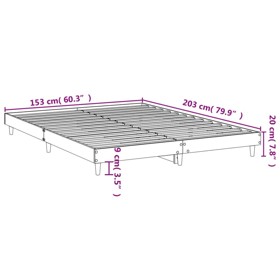 Bed Frame without Mattress Black 150x200 cm Engineered Wood