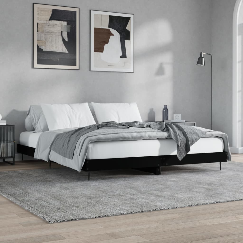 Bed Frame without Mattress Black 183x203 cm King Engineered Wood