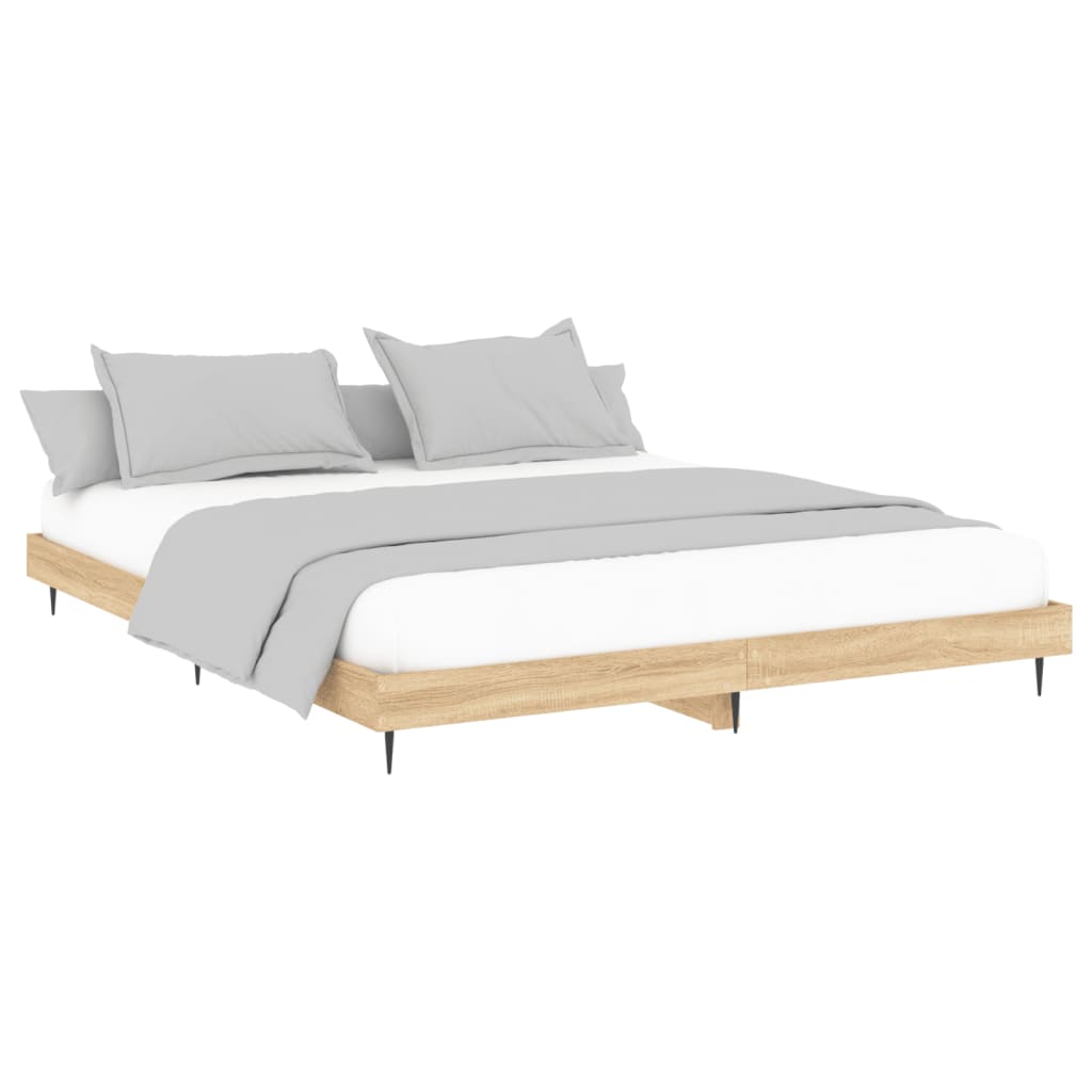 Bed Frame without Mattress Sonoma Oak 183x203 cm King Engineered Wood