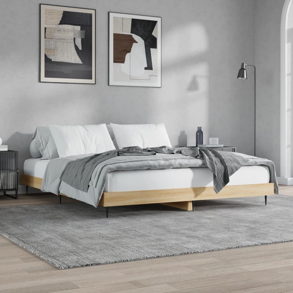 Bed Frame without Mattress Sonoma Oak 183x203 cm King Engineered Wood