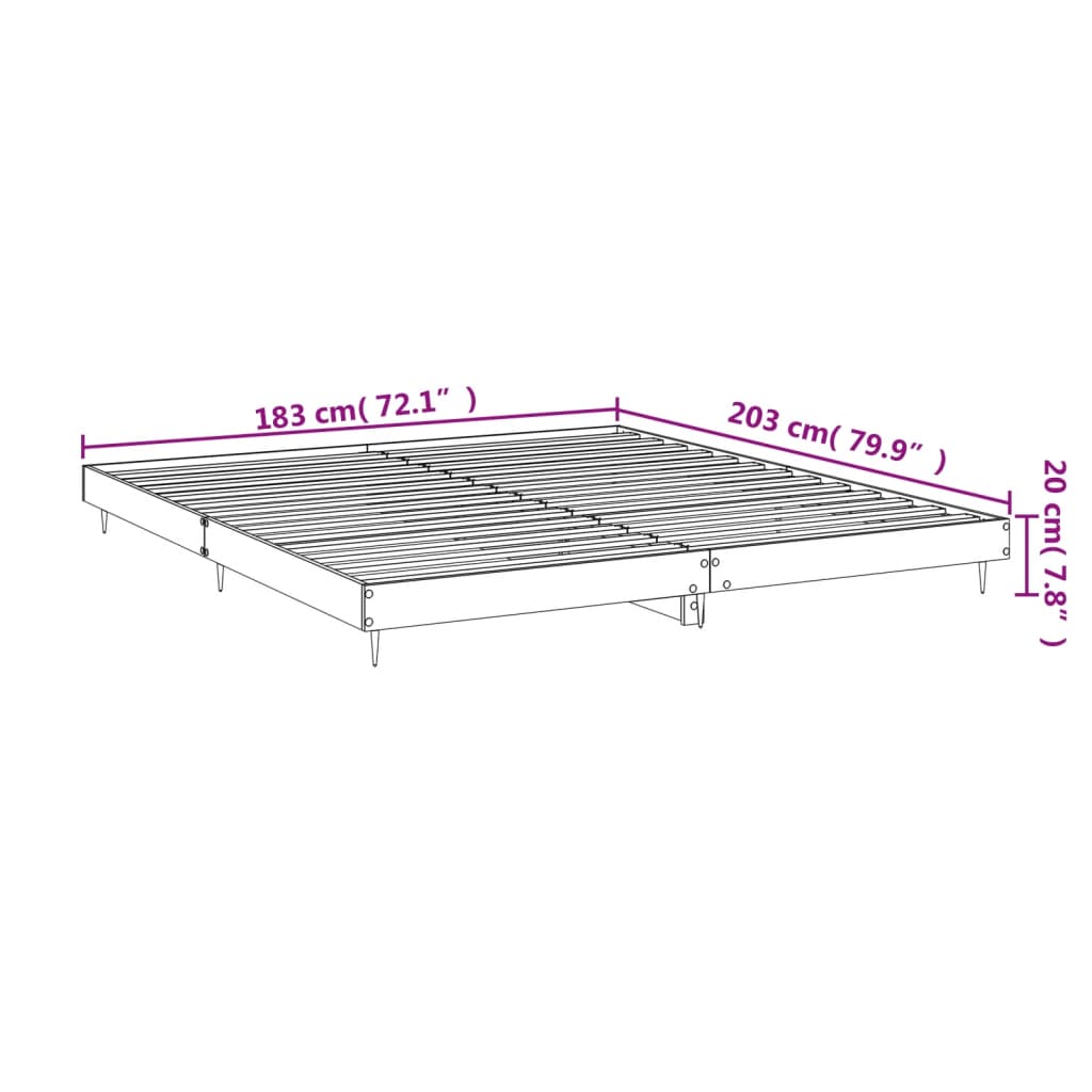 Bed Frame without Mattress Sonoma Oak 183x203 cm King Engineered Wood