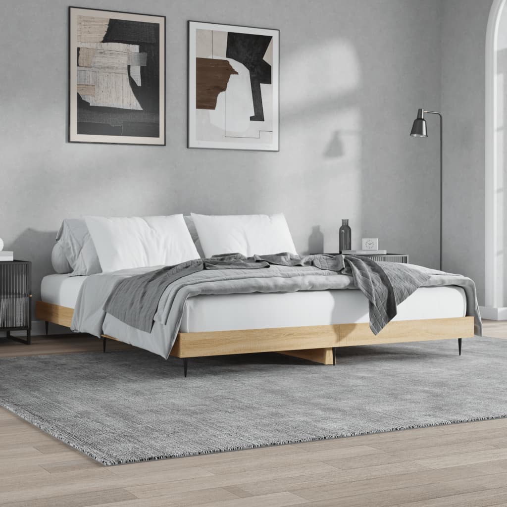 Bed Frame without Mattress Sonoma Oak 150x200 cm Engineered Wood