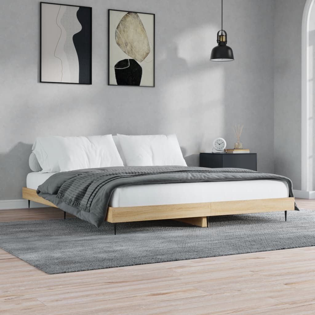 Bed Frame without Mattress Sonoma Oak 150x200 cm Engineered Wood