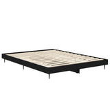 Bed Frame without Mattress Black 135x190 cm Engineered Wood - 45-Degree Angle