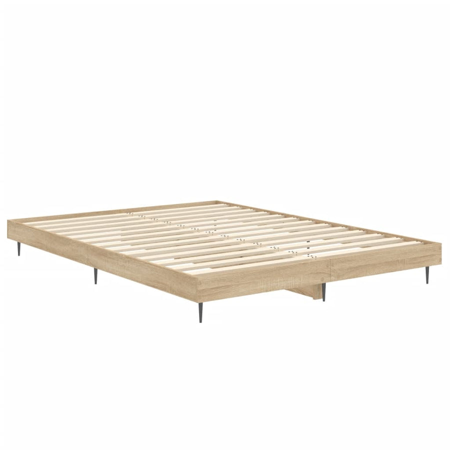 Bed Frame without Mattress Sonoma Oak 135x190cm Engineered Wood