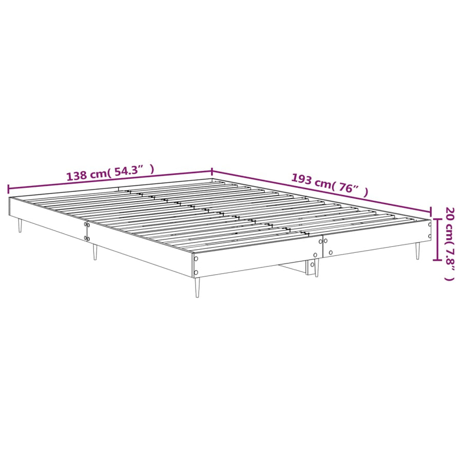 Bed Frame without Mattress Sonoma Oak 135x190cm Engineered Wood