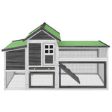 Chicken Coop Grey 186.5x58.5x113 cm Solid Wood Pine - Side View