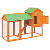 Chicken Coop Brown 193x65x117 cm Solid Wood Pine - Front View