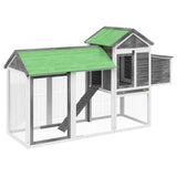 Chicken Coop Grey 193x65x117 cm Solid Wood Pine - Front View