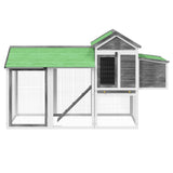 Chicken Coop Grey 193x65x117 cm Solid Wood Pine - Side View