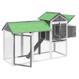 Chicken Coop Grey 193x65x117 cm Solid Wood Pine - Top-Down View