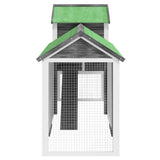 Chicken Coop Grey 193x65x117 cm Solid Wood Pine - 45-Degree Angle