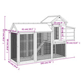 Chicken Coop Grey 193x65x117 cm Solid Wood Pine - Close-Up Angle