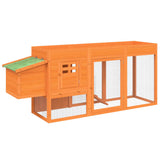 Chicken Coop Brown 204x50x84 cm Solid Wood Pine - Front View