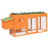 Chicken Coop Brown 204x50x84 cm Solid Wood Pine - Side View