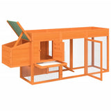 Chicken Coop Brown 204x50x84 cm Solid Wood Pine - 45-Degree Angle