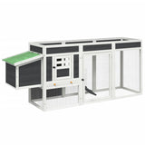 Chicken Coop Grey 204x50x84 cm Solid Wood Pine - Front View