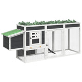 Chicken Coop Grey 204x50x84 cm Solid Wood Pine - Side View