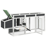 Chicken Coop Grey 204x50x84 cm Solid Wood Pine - 45-Degree Angle