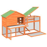 Rabbit Hutch Brown 185.5x60.5x109.5 cm Solid Wood Pine - 45-Degree Angle