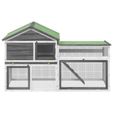 Rabbit Hutch Grey 185.5x60.5x109.5 cm Solid Wood Pine - Side View