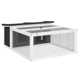 Rabbit Hutch Grey 117.5x97x47.5 cm Solid Wood Pine - Front View