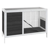 Rabbit Hutch Grey 103x44x69.5 cm Solid Wood Pine - Front View