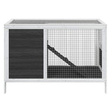 Rabbit Hutch Grey 103x44x69.5 cm Solid Wood Pine - Side View