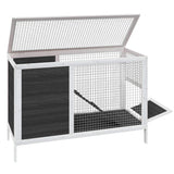 Rabbit Hutch Grey 103x44x69.5 cm Solid Wood Pine - Top-Down View