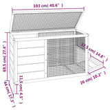 Rabbit Hutch Grey 103x44x69.5 cm Solid Wood Pine