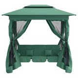 Garden Gazebo with Convertible Swing Bench Green Fabric&Steel - Side View