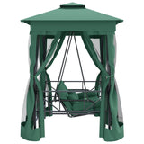 Garden Gazebo with Convertible Swing Bench Green Fabric&Steel - Top-Down View
