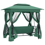 Garden Gazebo with Convertible Swing Bench Green Fabric&Steel - 45-Degree Angle