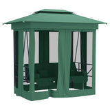 Garden Gazebo with Convertible Swing Bench Green Fabric&Steel - Close-Up Angle