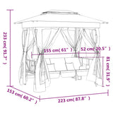 Garden Gazebo with Convertible Swing Bench Green Fabric&Steel