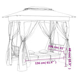 Garden Gazebo with Convertible Swing Bench Green Fabric&Steel - Extra Image
