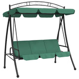 Garden Swing Bench with Canopy Green 198 cm Fabric and Steel - Front View