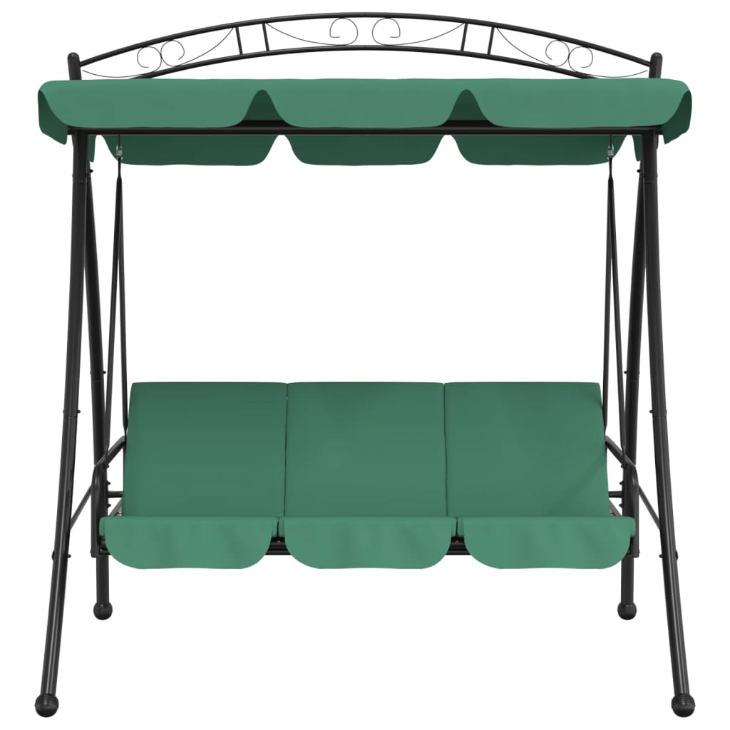 Garden Swing Bench with Canopy Green 198 cm Fabric and Steel