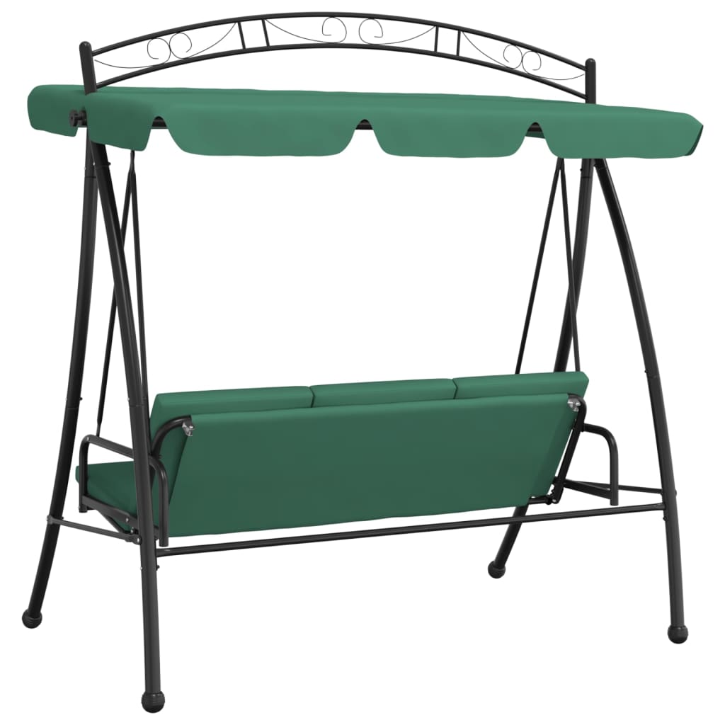 Garden Swing Bench with Canopy Green 198 cm Fabric and Steel