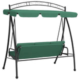 Garden Swing Bench with Canopy Green 198 cm Fabric and Steel - 45-Degree Angle
