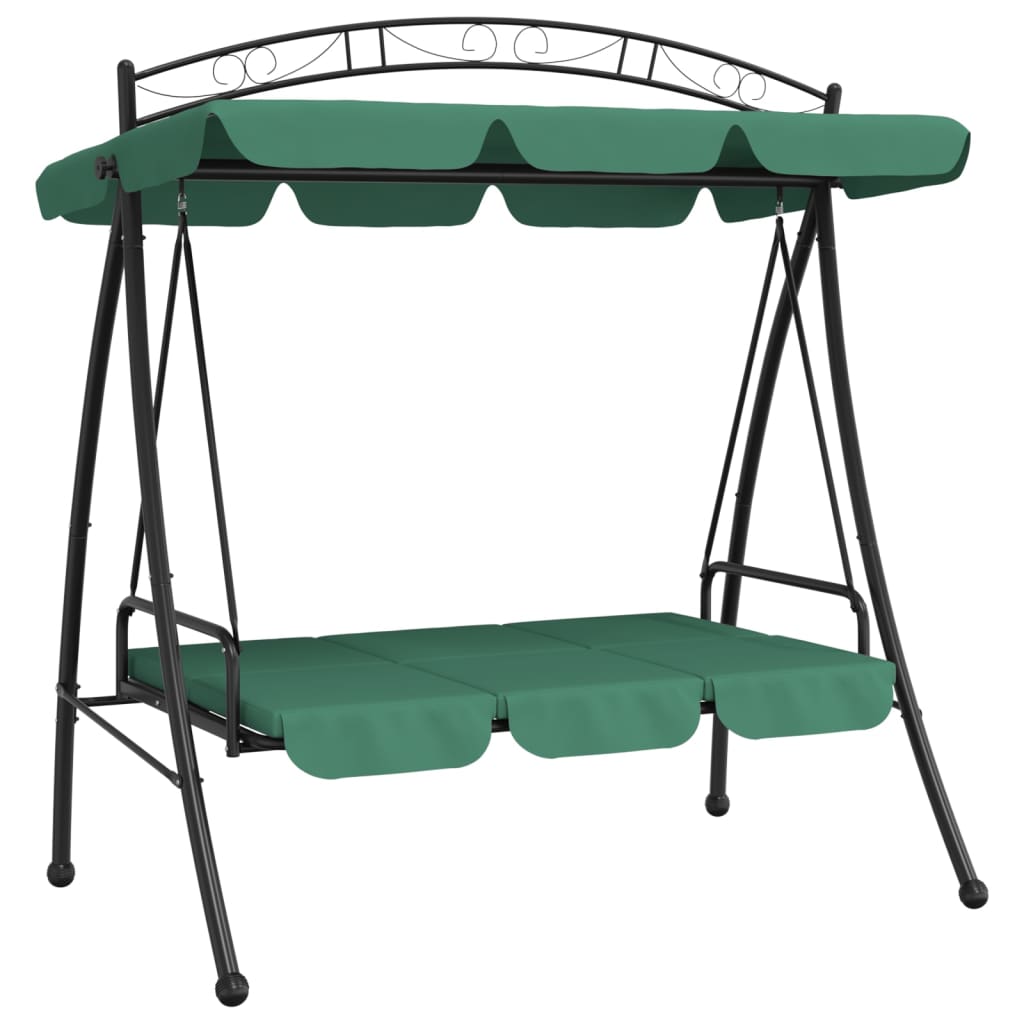 Garden Swing Bench with Canopy Green 198 cm Fabric and Steel