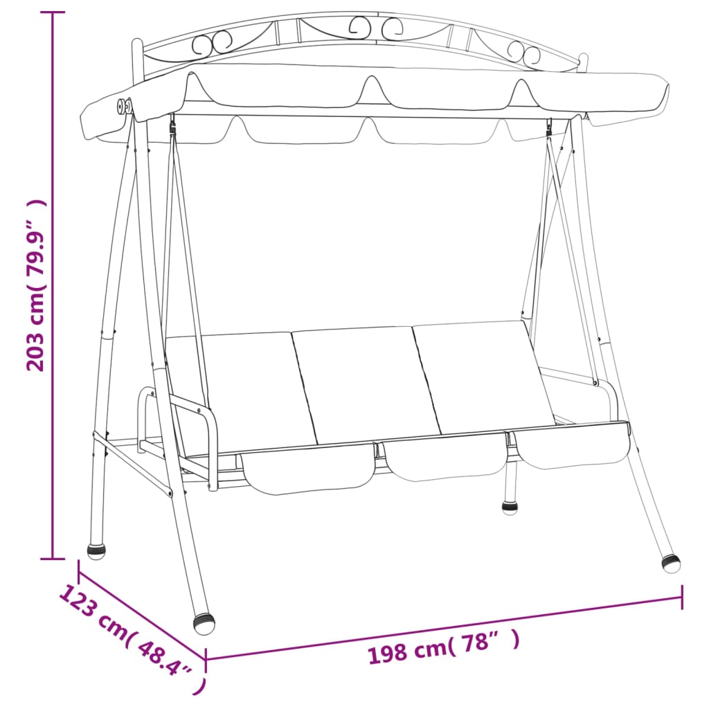 Garden Swing Bench with Canopy Green 198 cm Fabric and Steel