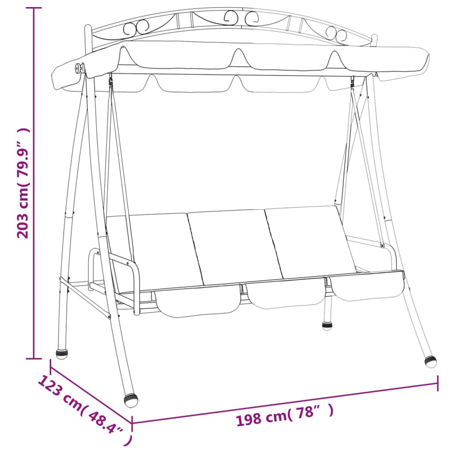 Garden Swing Bench with Canopy Green 198 cm Fabric and Steel