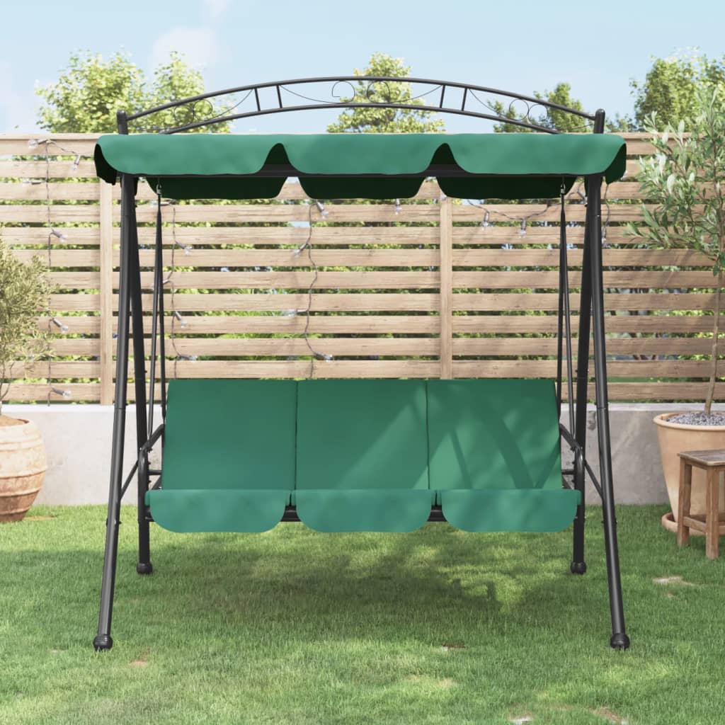 Garden Swing Bench with Canopy Green 198 cm Fabric and Steel