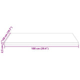 Table Top 100x50x2.5 cm Solid Wood Pine Rectangular - Low Angle