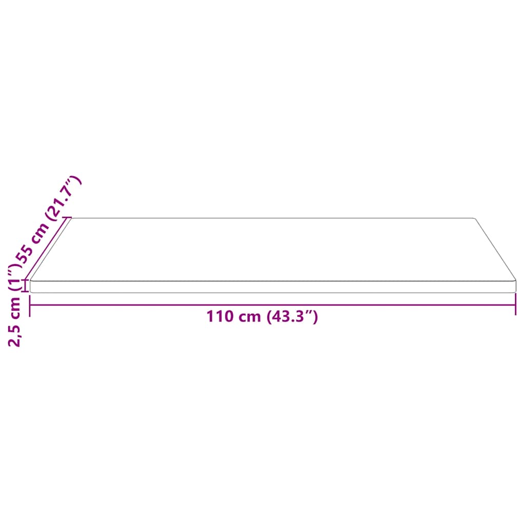 Table Top 110x55x2.5 cm Solid Wood Pine Rectangular