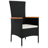 7 Piece Garden Dining Set with Cushions Black Poly Rattan